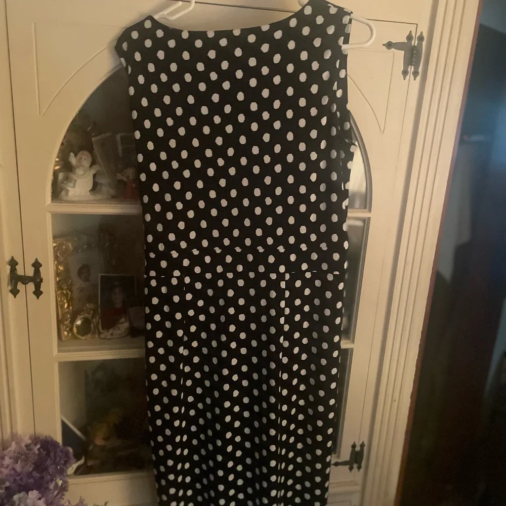 Talbots Black and White Sheath Midi Dress Sleeveless Crew Neck - Picture 2 of 4
